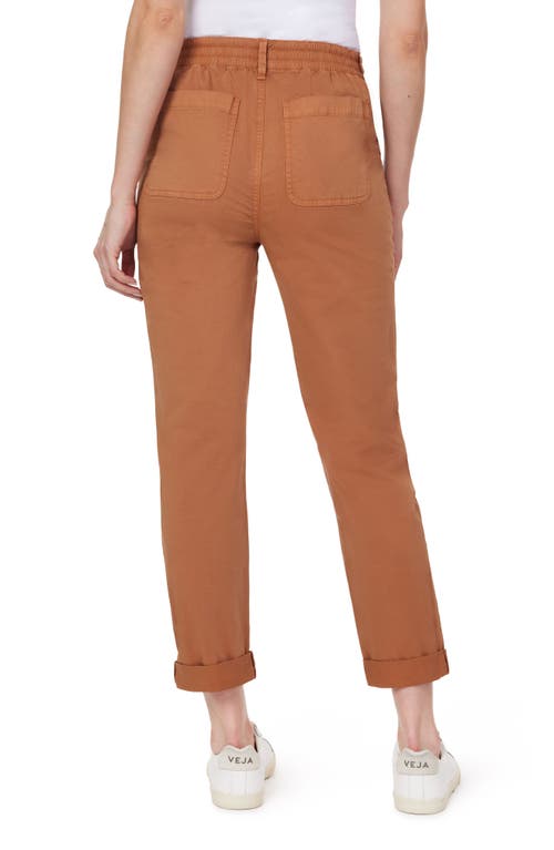 Kensie Rolled Hem Drawstring Girlfriend Pants In Brown
