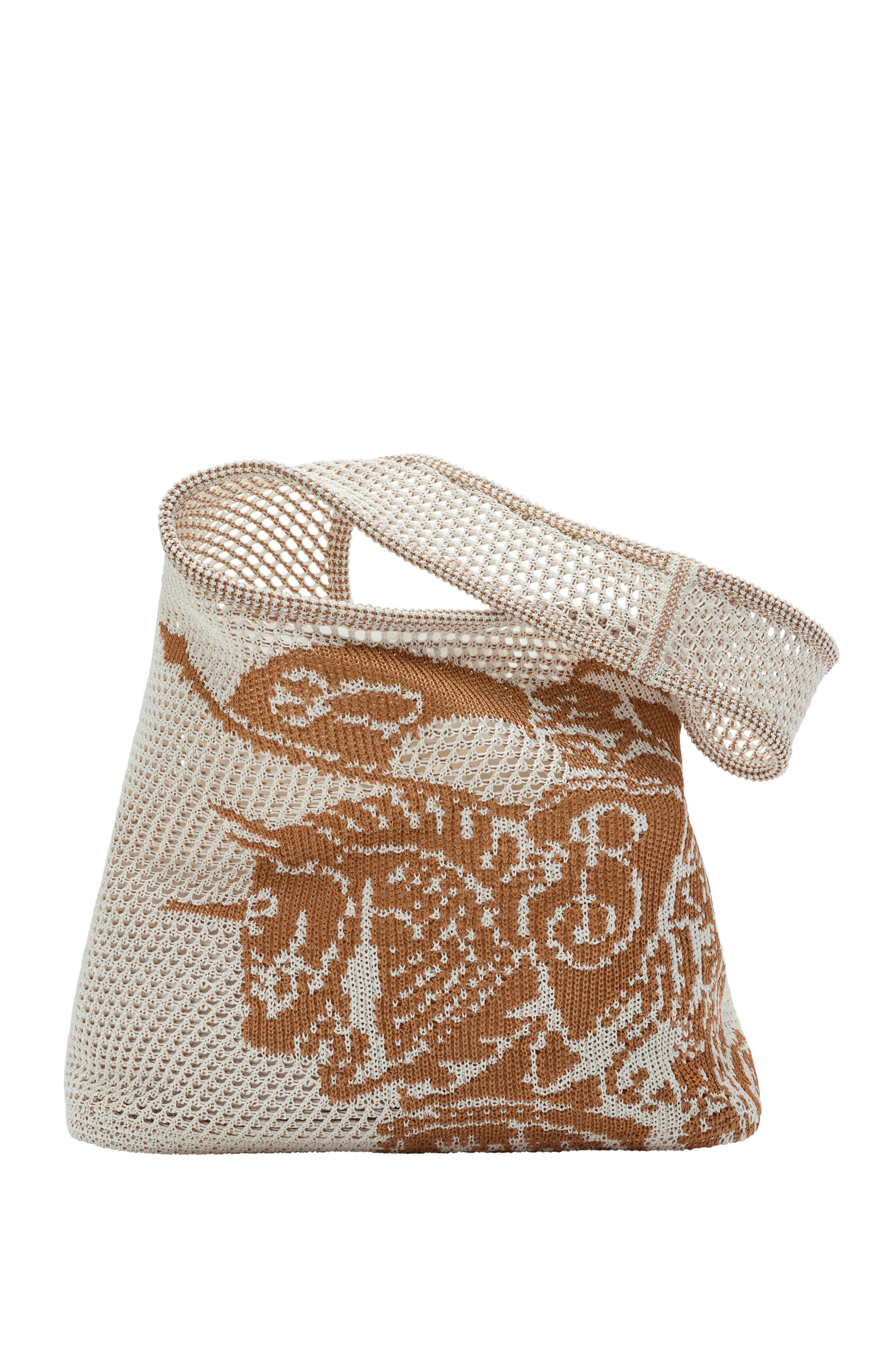 Burberry Large EKD Crochet Bag, Main, color, White/Sand