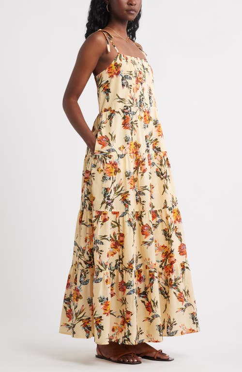Treasure & Bond Tie Shoulder Tiered Maxi Dress In Multi