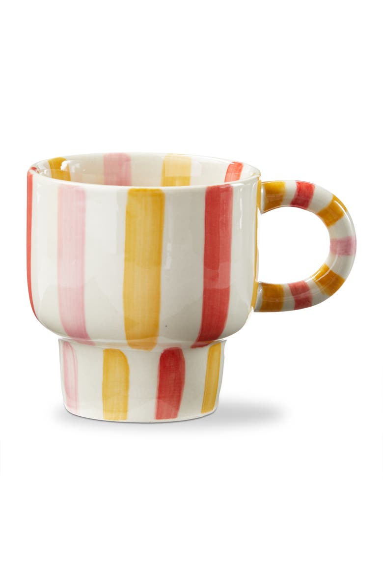 Ava Stripe Stoneware Mug Red Multi 12 oz, Main, color, Red