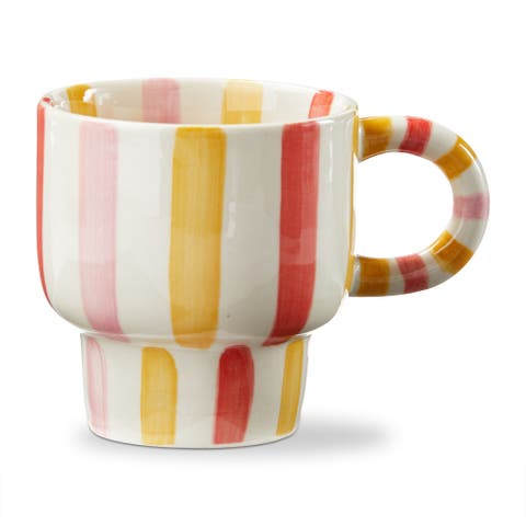 Ava Stripe Stoneware Mug Red Multi 12 oz