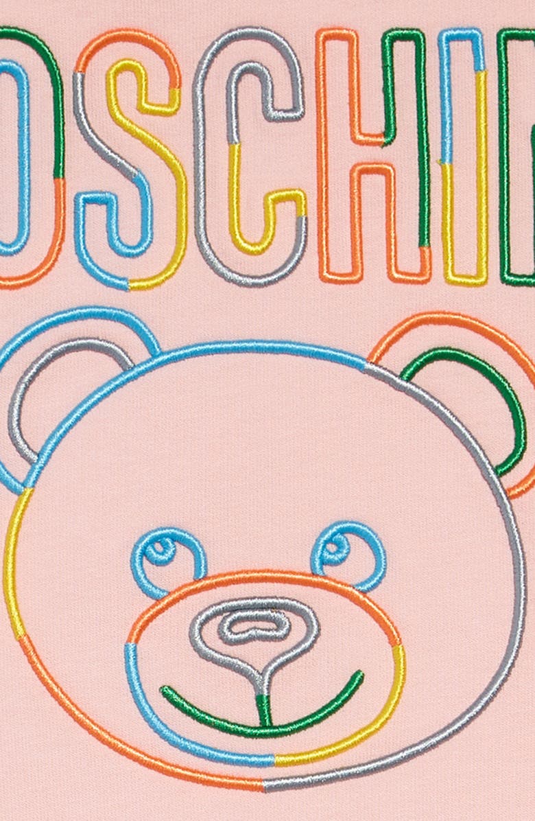 Moschino Kids' Embroidered Bear Logo Cotton Sweatshirt Dress, Alternate, color, 