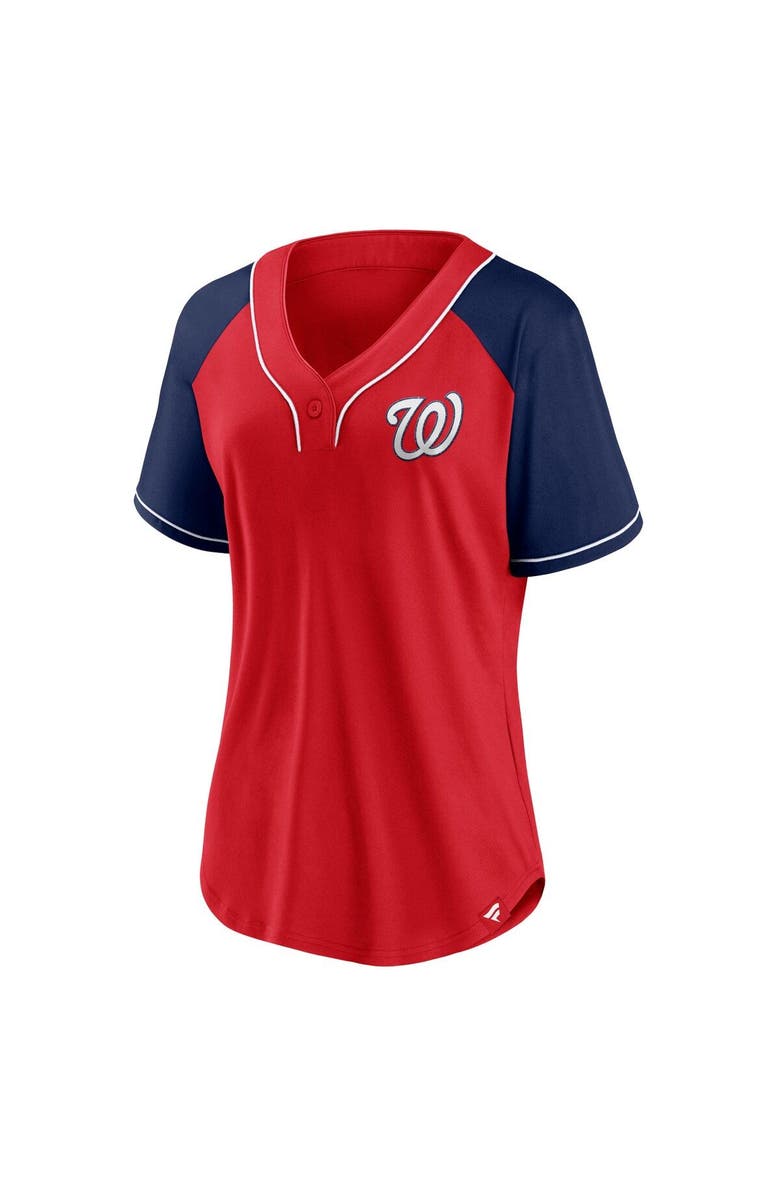 FANATICS Women's Fanatics Branded Red Washington Nationals Ultimate Style Raglan V-Neck T-Shirt, Alternate, color, Red