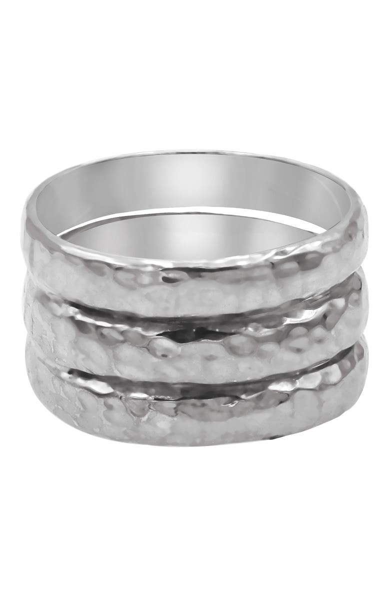 DEVATA Sterling Silver Bali Hammered Triple Band Ring, Main, color, 