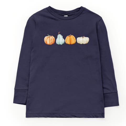 Watercolor Pumpkins Row Long Sleeve T-Shirt (Little Kid & Big Kid)