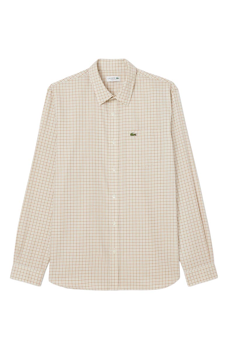 Lacoste Regular Fit Plaid Flannel Button-Up Shirt, Alternate, color, Lapland/ Date Brown