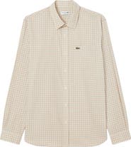 Lacoste Regular Fit Plaid Flannel Button-Up Shirt