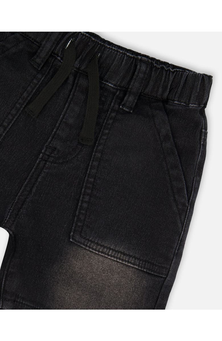 Deux par Deux French Terry Elastic Waist Drawstring Denim Shorts, Alternate, color, Denim Grey