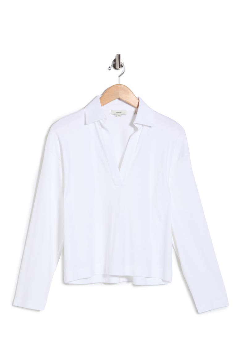 Easy Long Sleeve Polo, Alternate, color, OPTIC WHITE