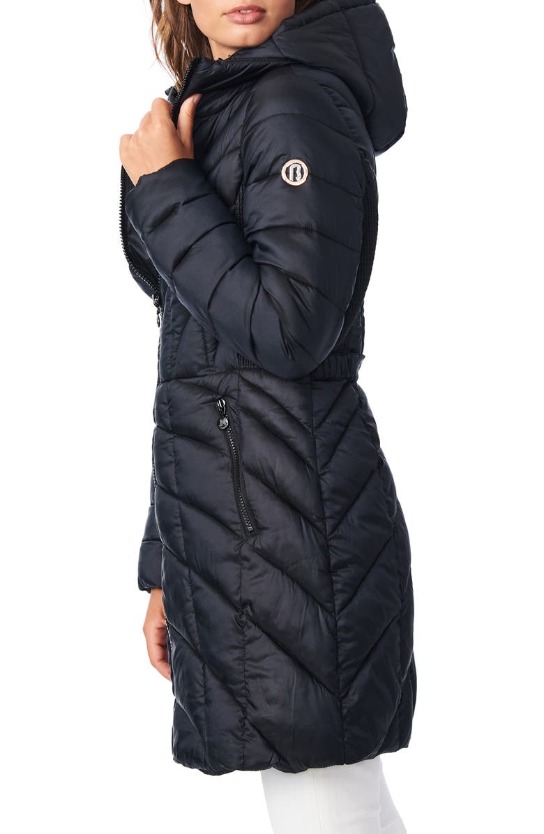 Bernardo Mixed Quilt Ecoplume<sup>™</sup> Packable Hooded Puffer Jacket, Alternate, color, 