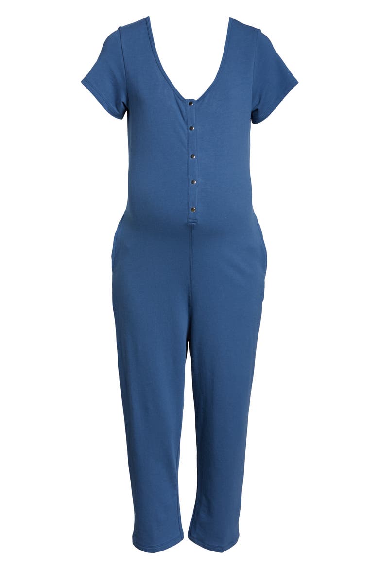 Short Sleeve Nursing/Maternity Romper, Alternate, color, INDIGO