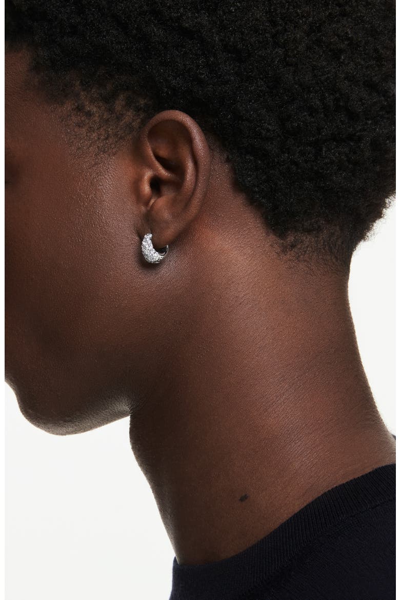 Sublima Crystal Huggie Hoop Earrings, Alternate, color, RHODIUM/ WHITE