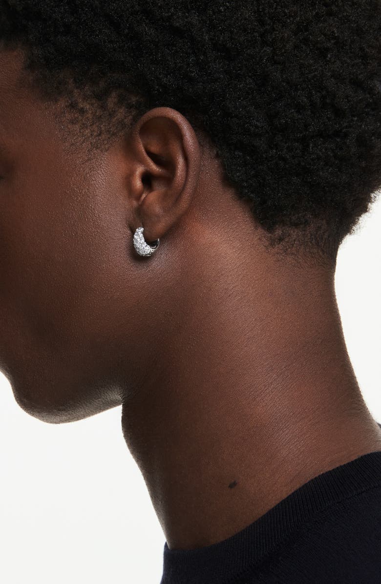 Swarovski Sublima Crystal Huggie Hoop Earrings, Alternate, color, Rhodium/ White