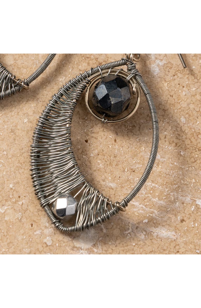 Ten Thousand Villages Ojo Wire Wrapped Earrings, Alternate, color, Silver