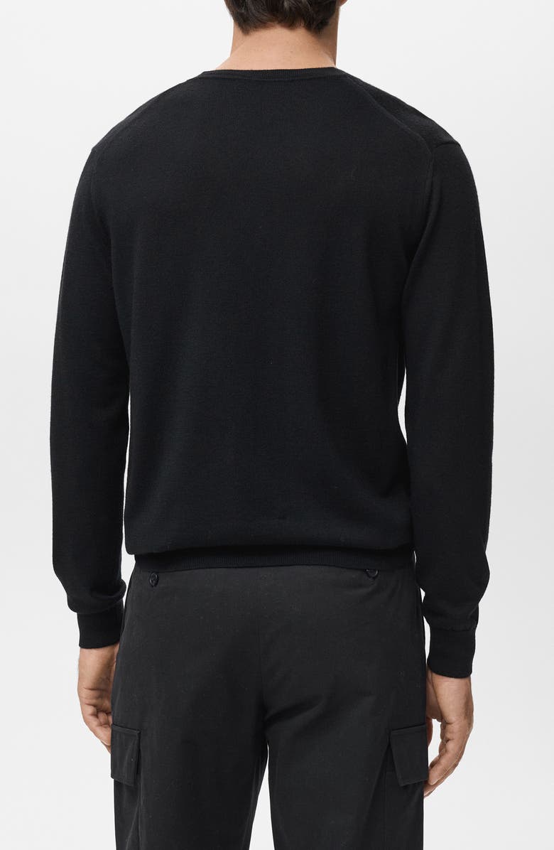 MANGO Solid Wool V-Neck Sweater, Alternate, color, Black