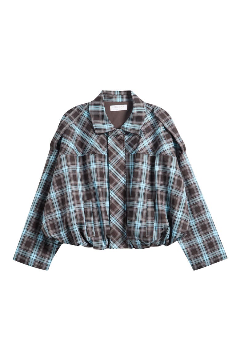Bindy Plaid Bomber Jacket, Main, color, CHOC/ BLUE PLAID
