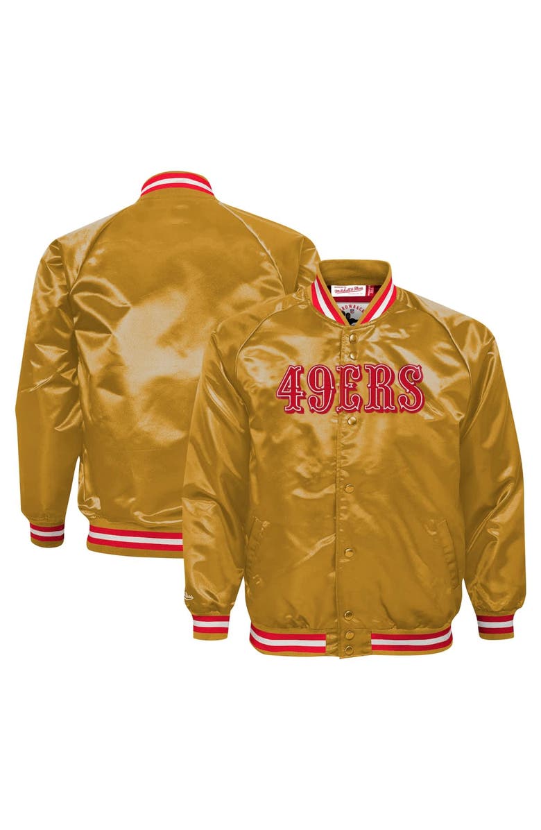 Mitchell & Ness Youth Mitchell & Ness Gold San Francisco 49ers Satin Raglan Full-Snap Jacket, Alternate, color, 