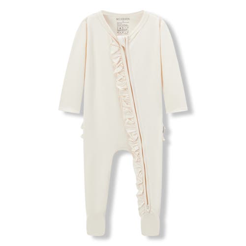 Milkbarn Luxe Solid Ruffle Footed Romper In White