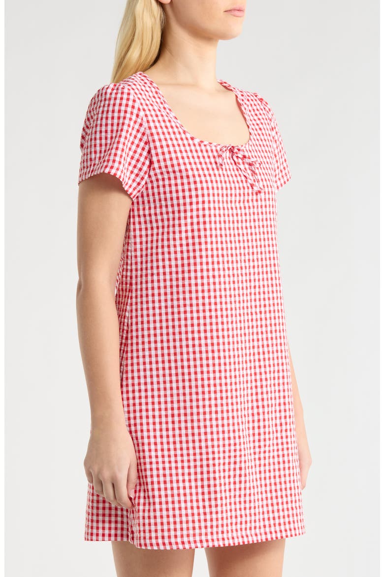 Gingham Seersucker Nightgown, Alternate, color, RED COMBO