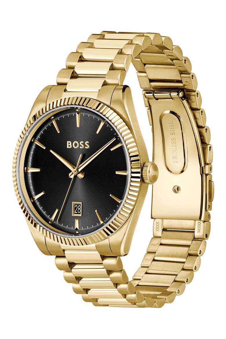 Cheswick Goldtone Bracelet Watch, 40mm, Alternate, color, BLACK