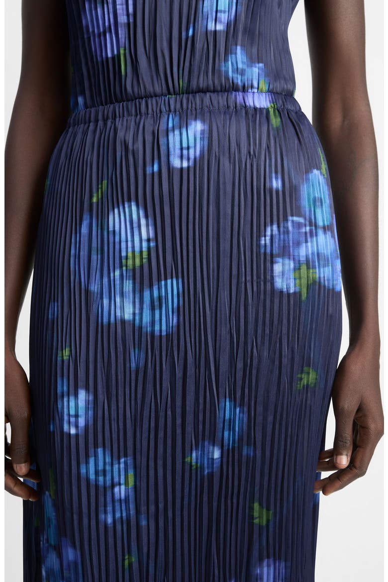 Poppy Blur Pleated Midi Skirt, Alternate, color, MIDNIGHT
