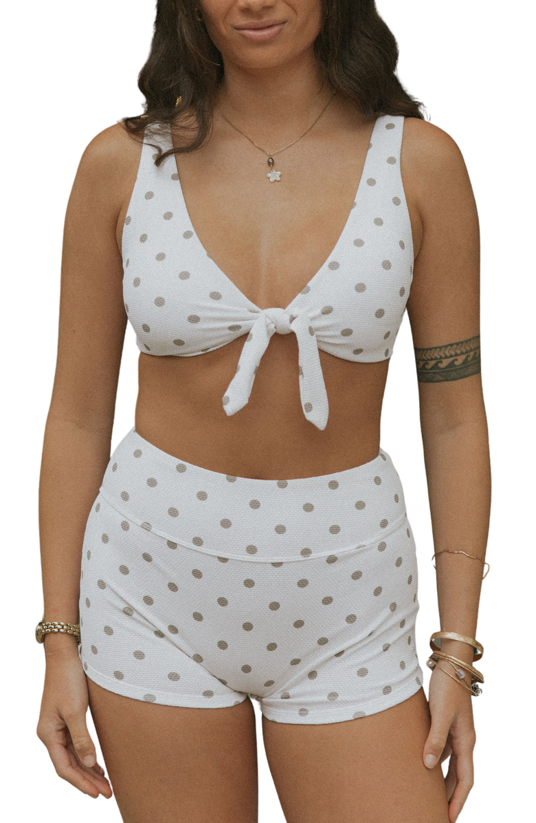 Geode Swimwear Eleanor High Waisted Swim Shorts, Main, color, White