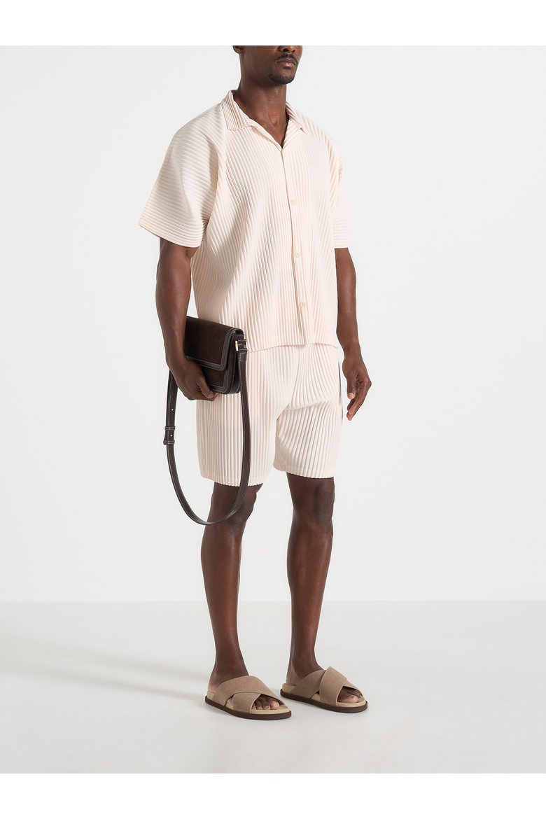 Justin Pleated Boxy Shirt, Alternate, color, Cream