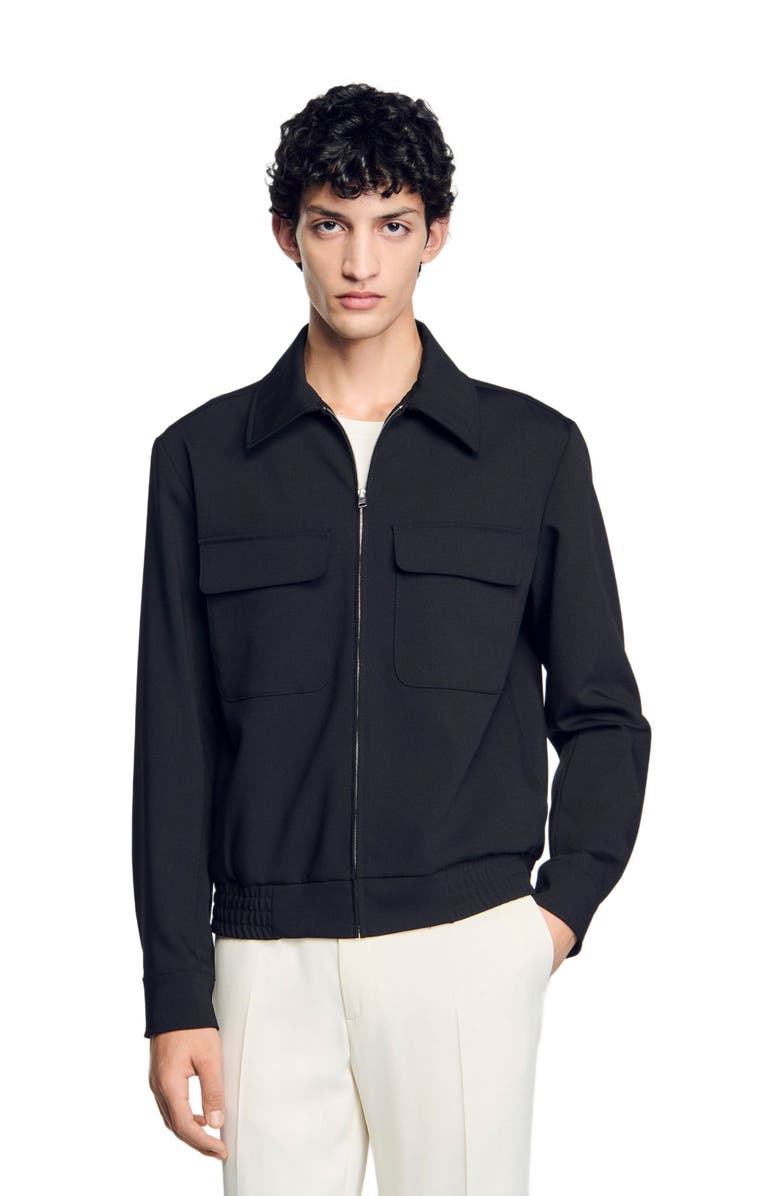 SANDRO Zip-up jacket, Main, color, Black