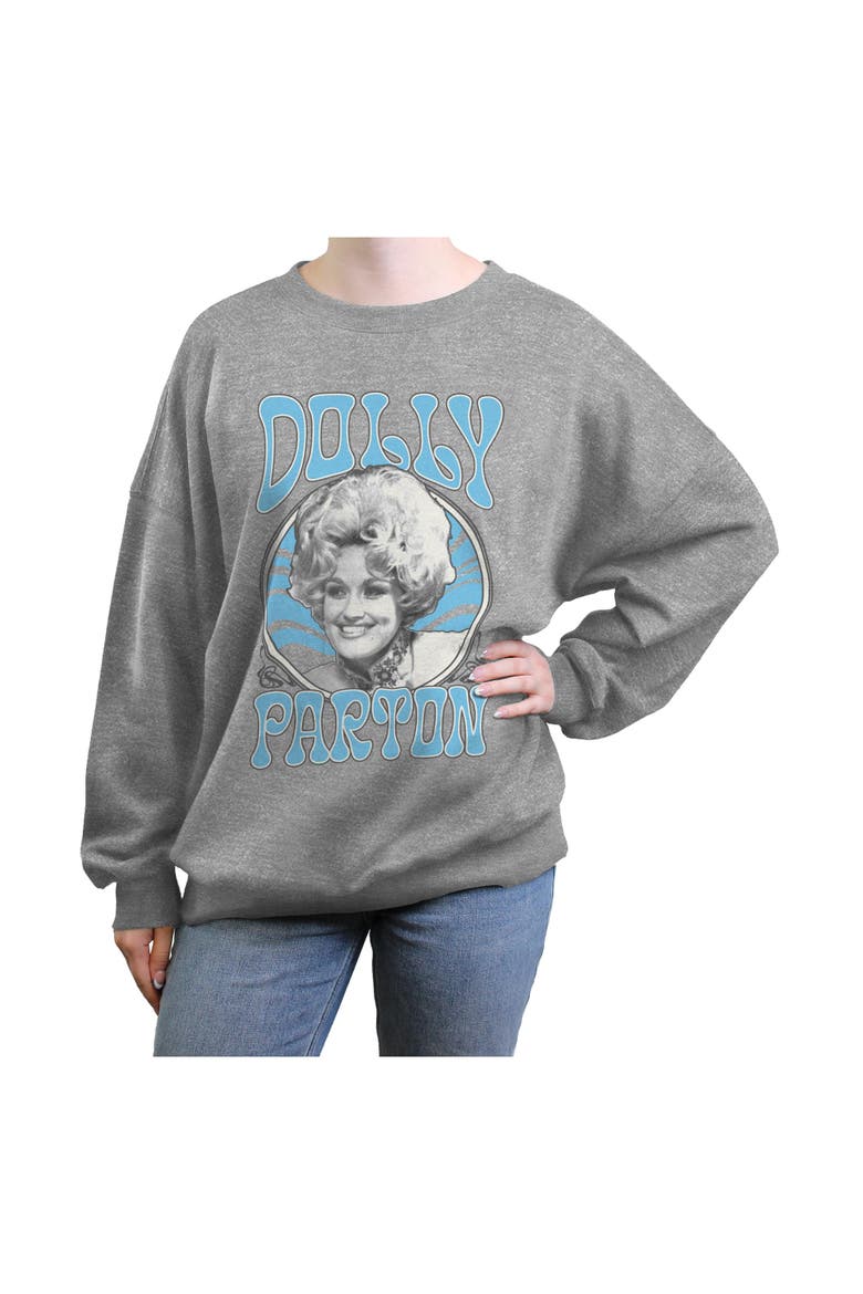 Junior's Groovy Frame Badge Sweatshirt, Main, color, Heather Gray