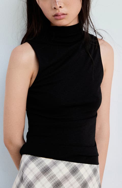 Mock Neck Fitted Fine Knit Top