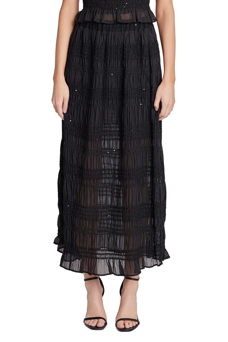 Sequin Embellished Chiffon Maxi Skirt, Main, color, BLACK