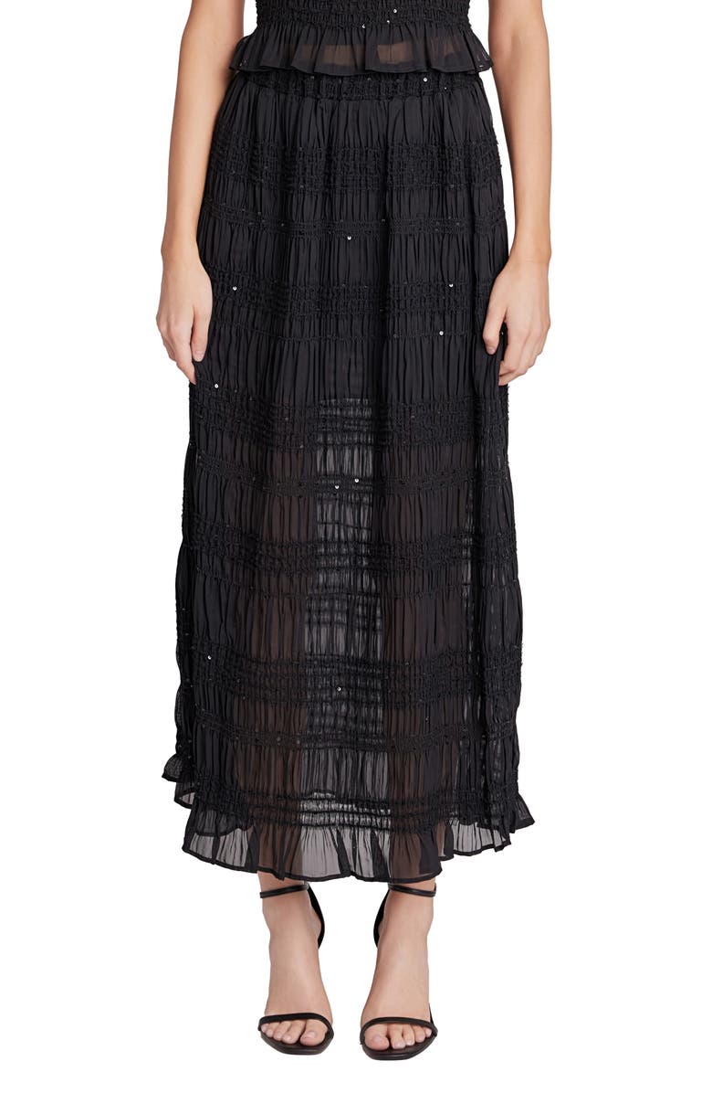 Endless Rose Sequin Embellished Chiffon Maxi Skirt, Main, color, Black