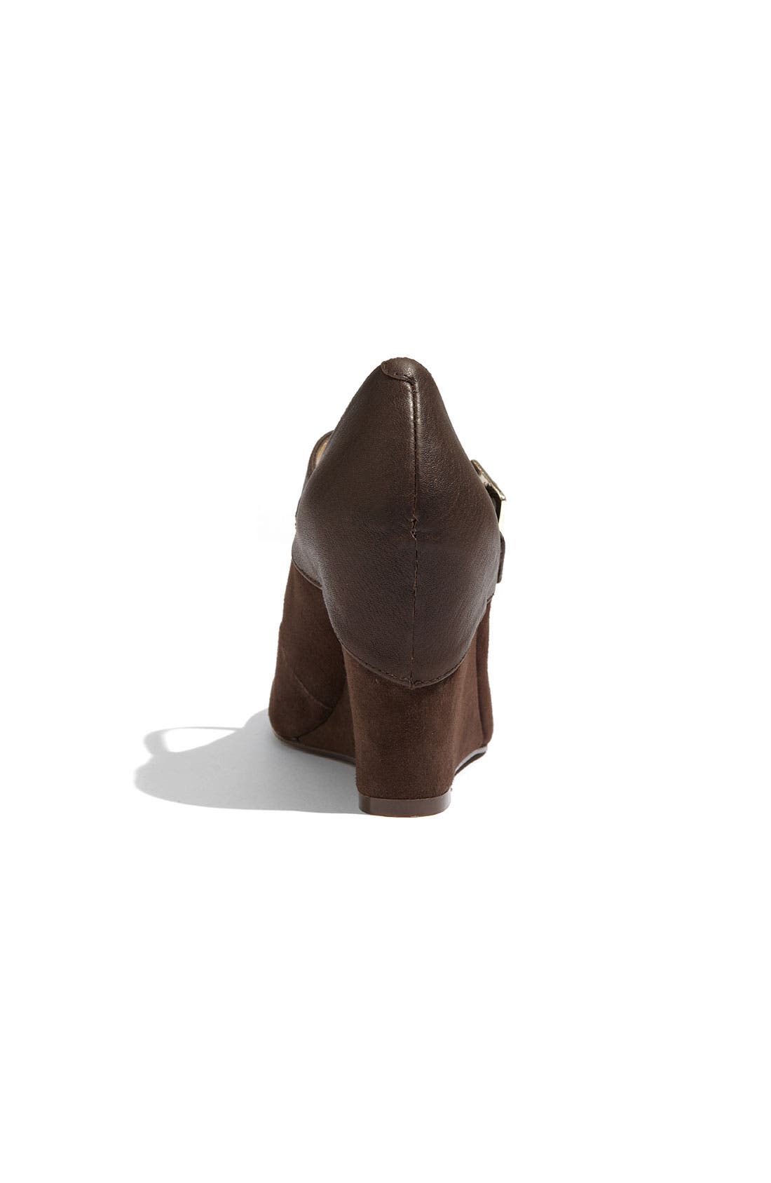 'Shana' Wedge, Alternate, color, BROWN LEATHER SUEDE