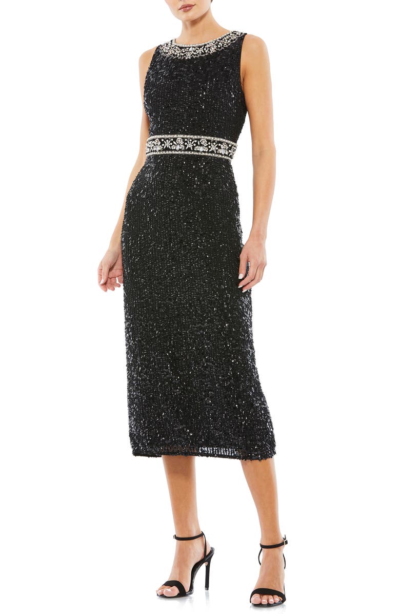 Mac Duggal Sequin Cocktail Midi Dress, Main, color,