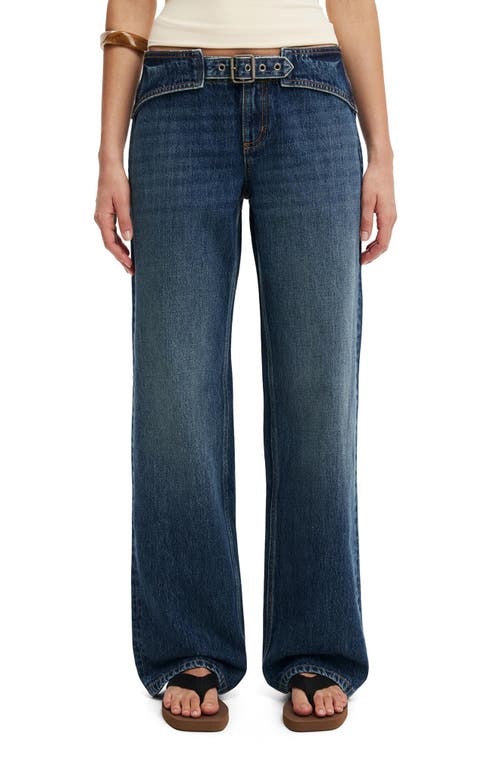 Cotton On Belted Low Rise Straight Leg Jeans In Blue