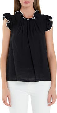 English Factory Flutter Sleeve Top