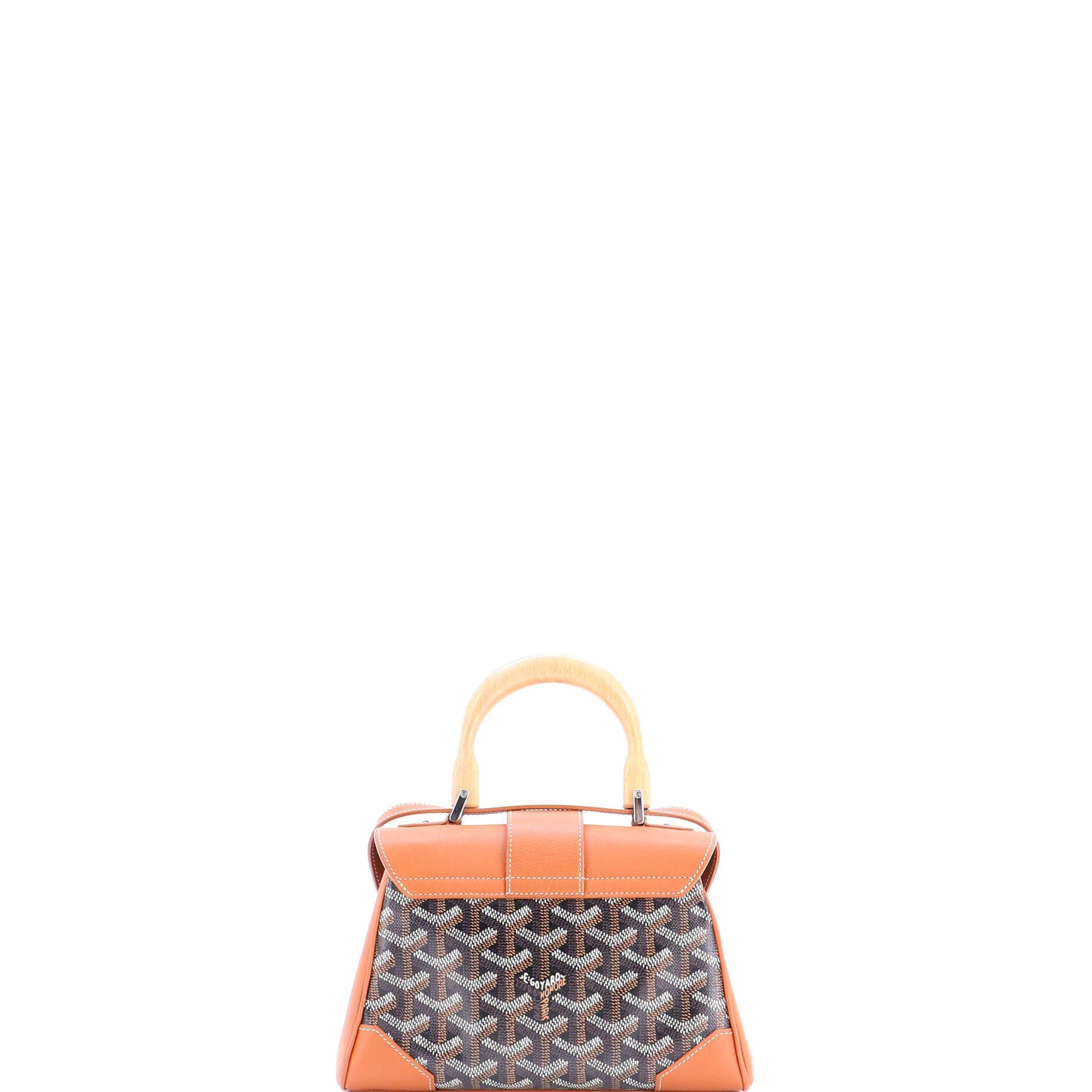 Pre-Owned Goyard Saigon Top Handle Bag Coated Canvas with Leather Mini, Alternate, color, Brown