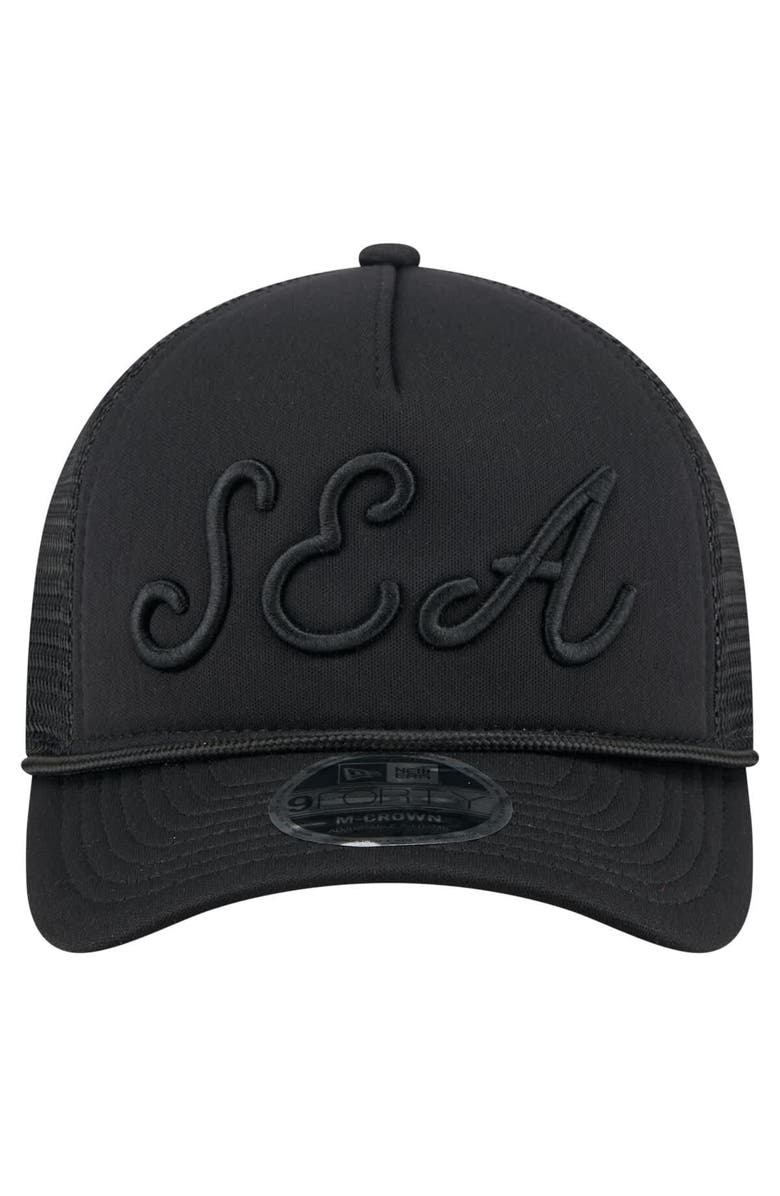 New Era Men's New Era Black Seattle Mariners City Initial 9FORTY A-Frame M-Crown Adjustable Trucker Hat, Alternate, color, Black