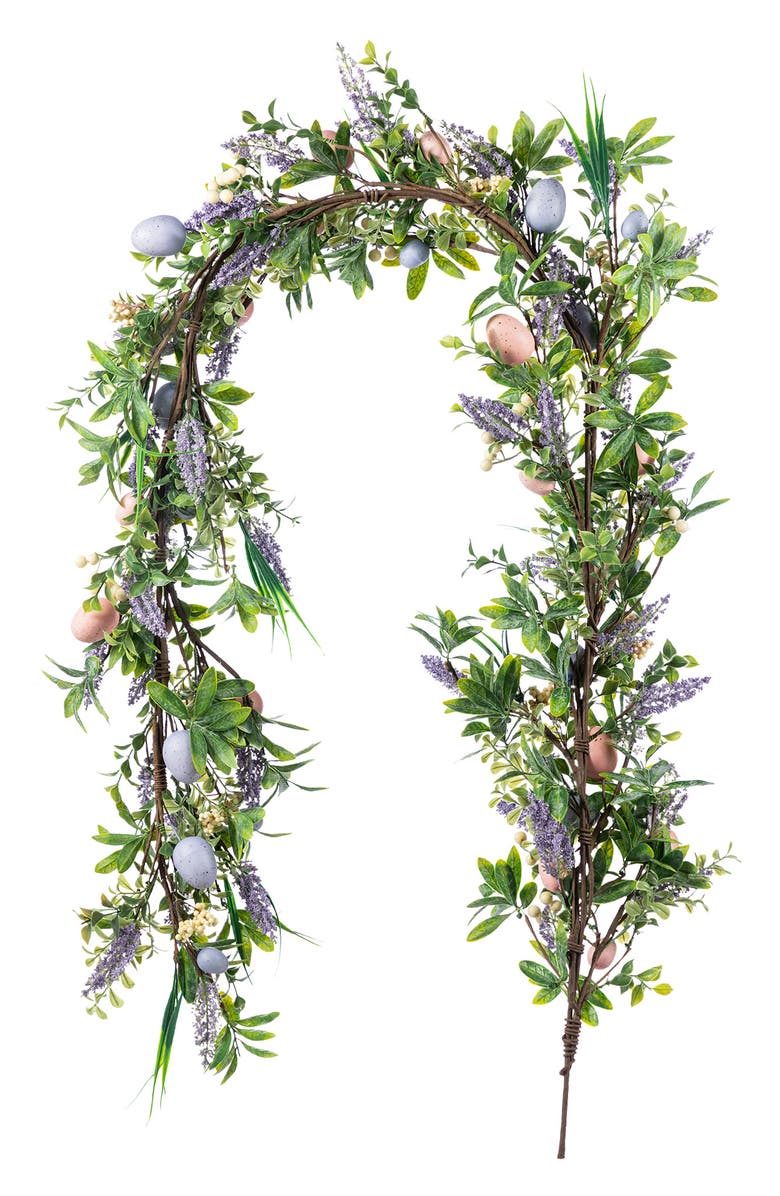 Glitzhome 72"L Easter Egg & Lavender Garland, Alternate, color, Green