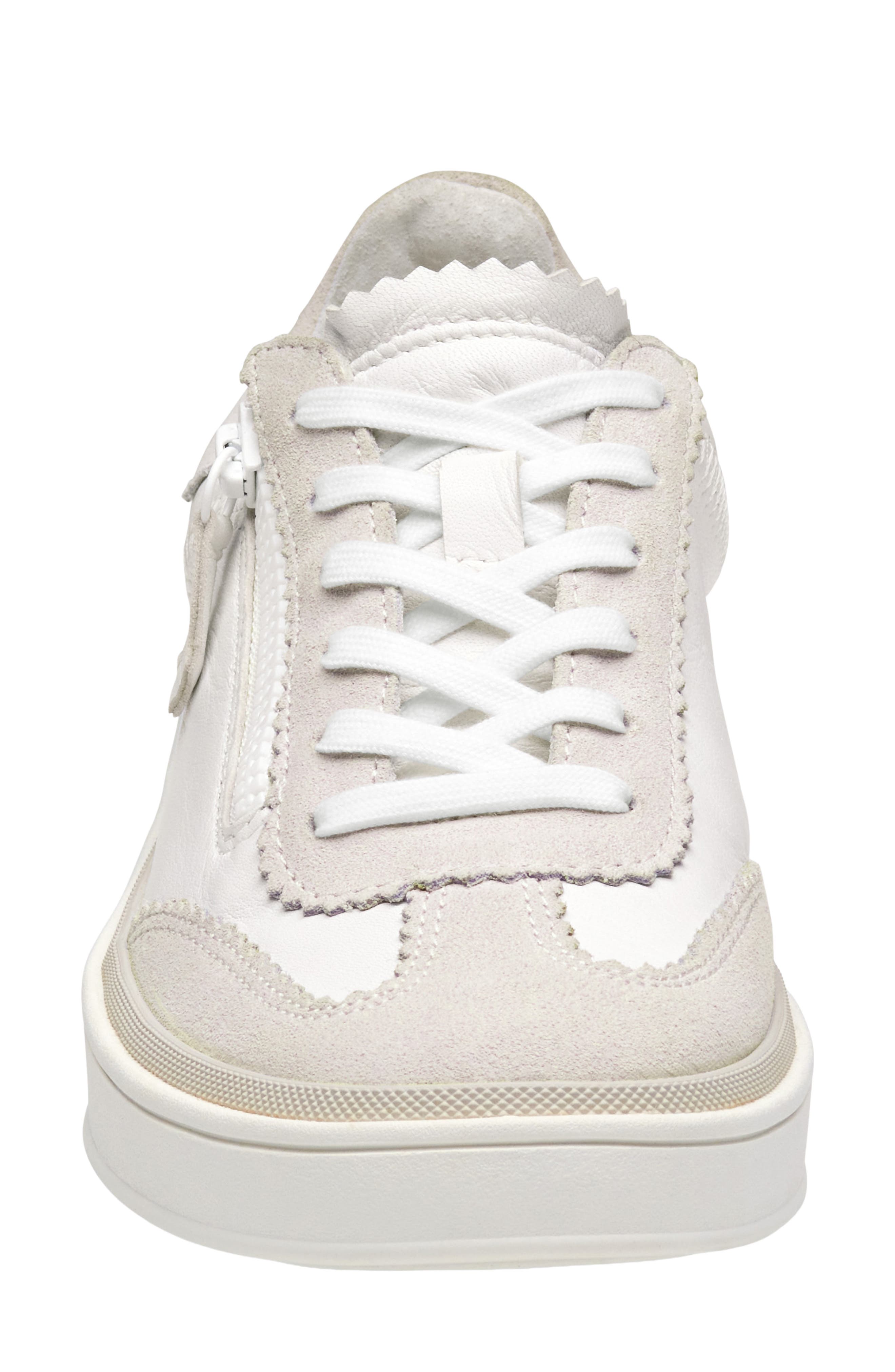 Johnston & Murphy Ashley Side Zip Sneaker, Alternate, color, White Suede/Glove Leather
