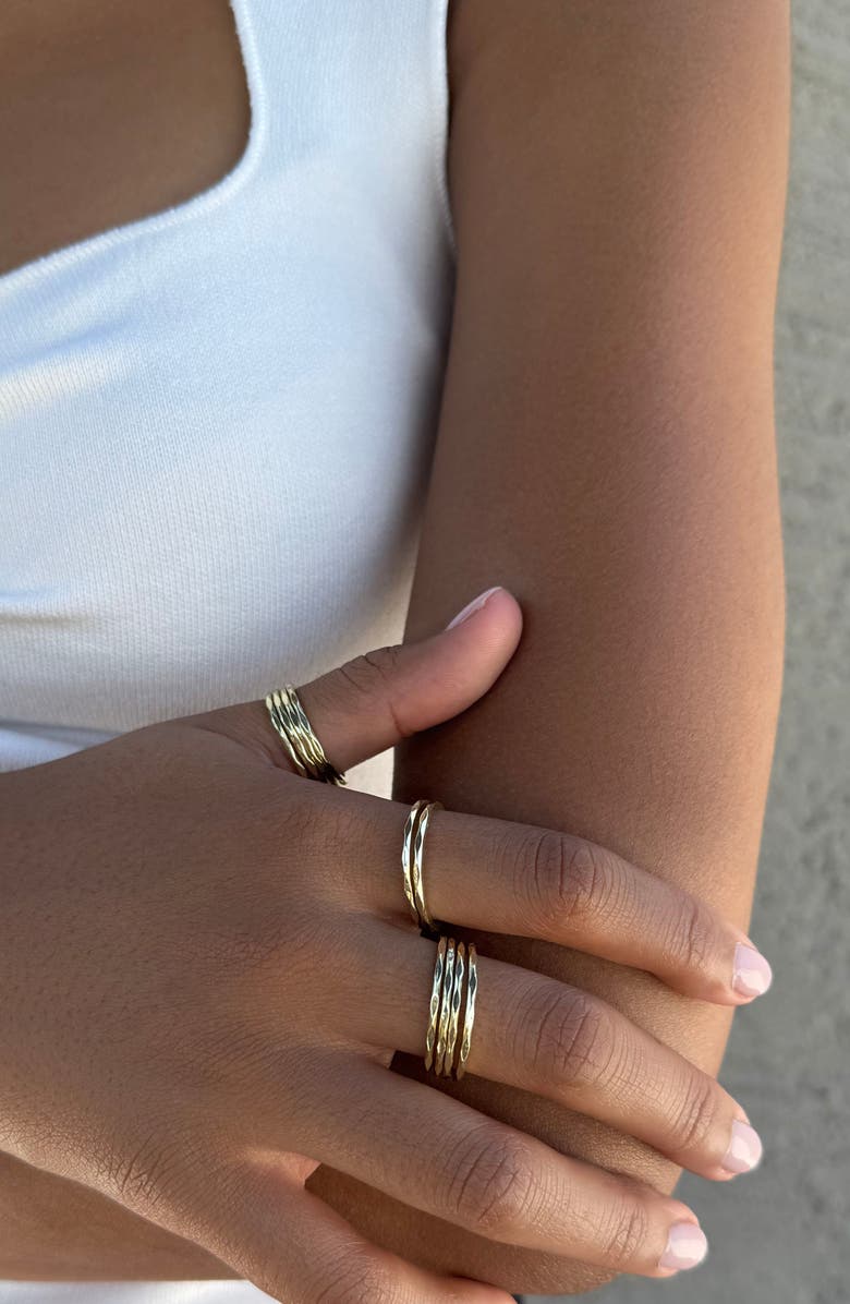 Adornia Set of 10 Hammered Band Rings, Alternate, color, Gold