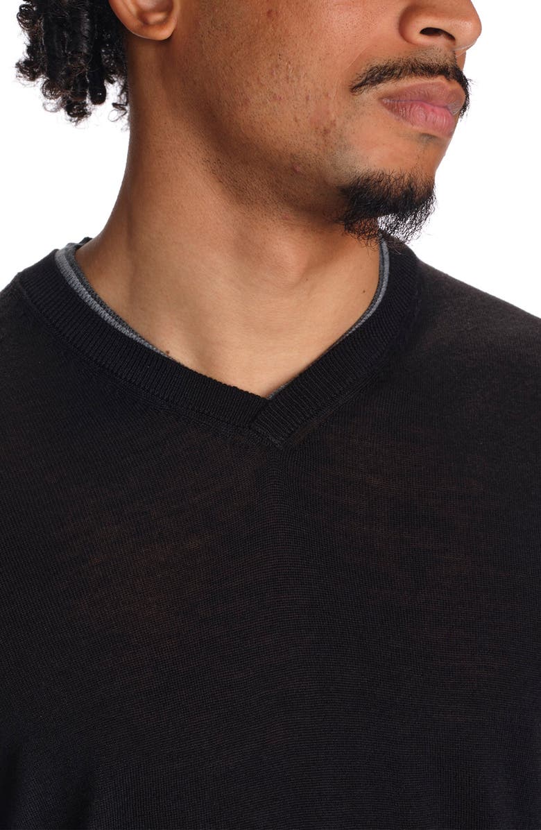 STUDIO GARNET LOS ANGELES Merino Wool V-Neck Pullover, Alternate, color, Black