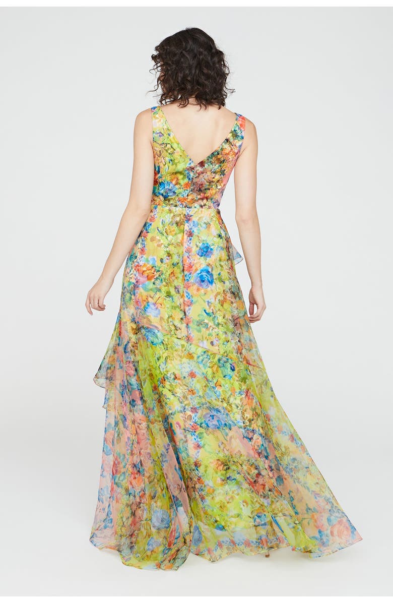 Theia Mindy Organza V Neck Gown, Alternate, color, 