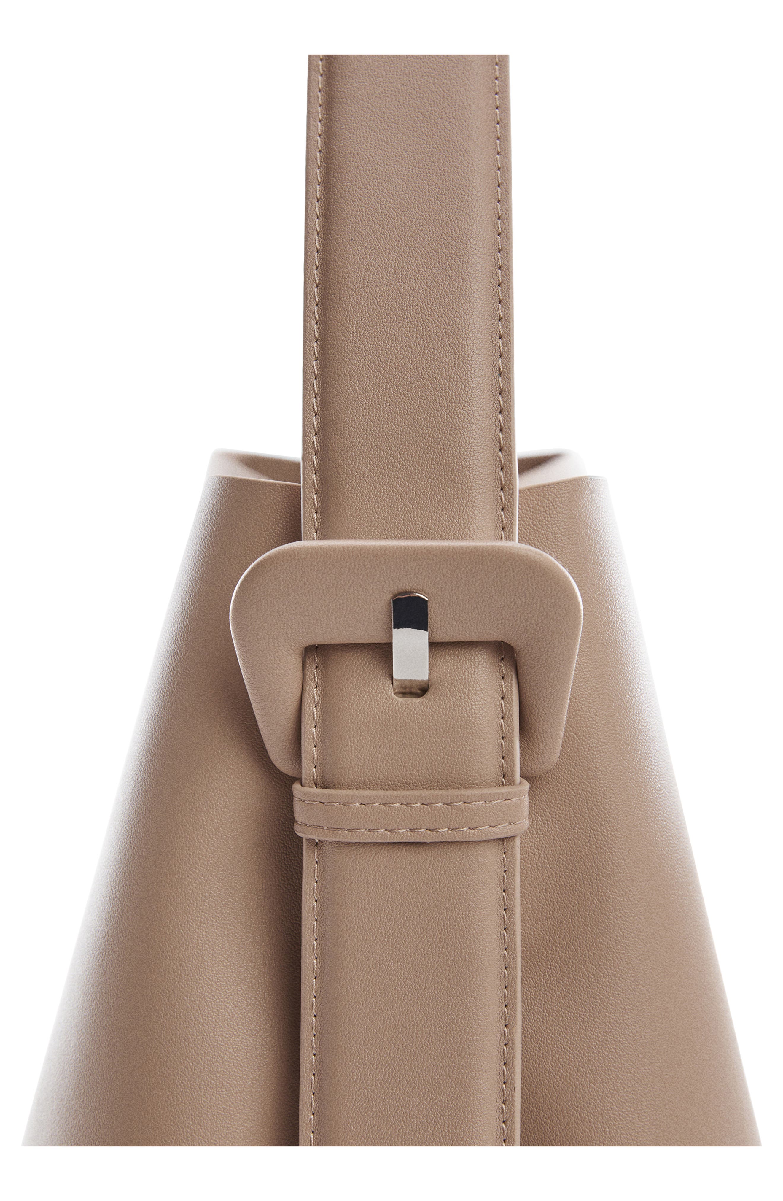 MANGO Faux Leather Shopper Bag with Buckle Detail, Alternate, color, 