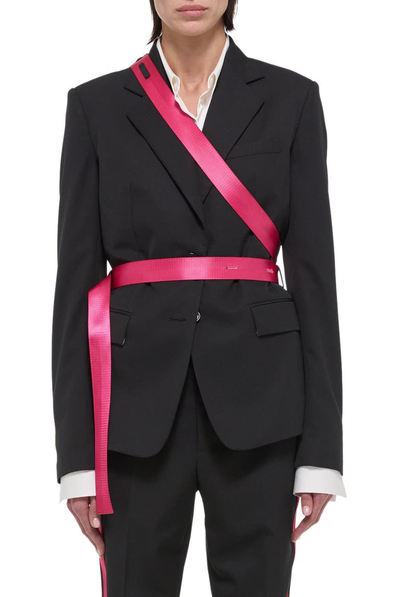 Seat Belt Virgin Wool Blazer, Main, color, BLACK/ FUSCHIA