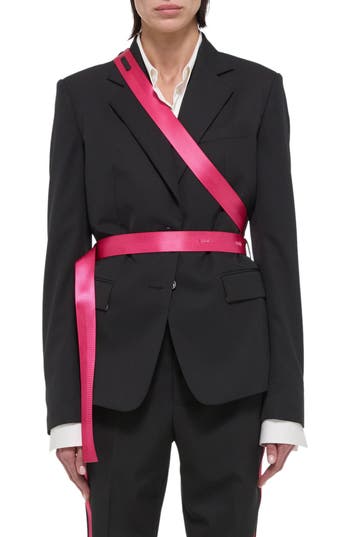 Helmut Lang Seat Belt Virgin Wool Blazer In Black
