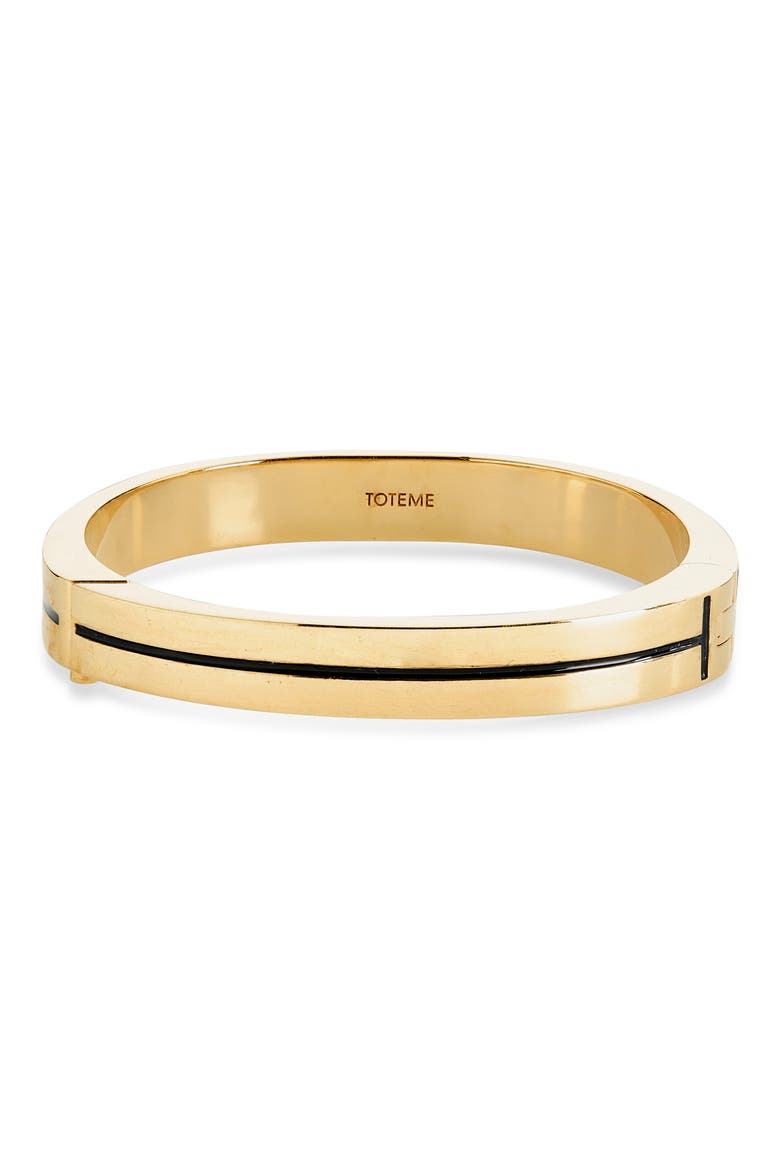 Signature Stripe Bangle Bracelet, Main, color, BLACK/ GOLD