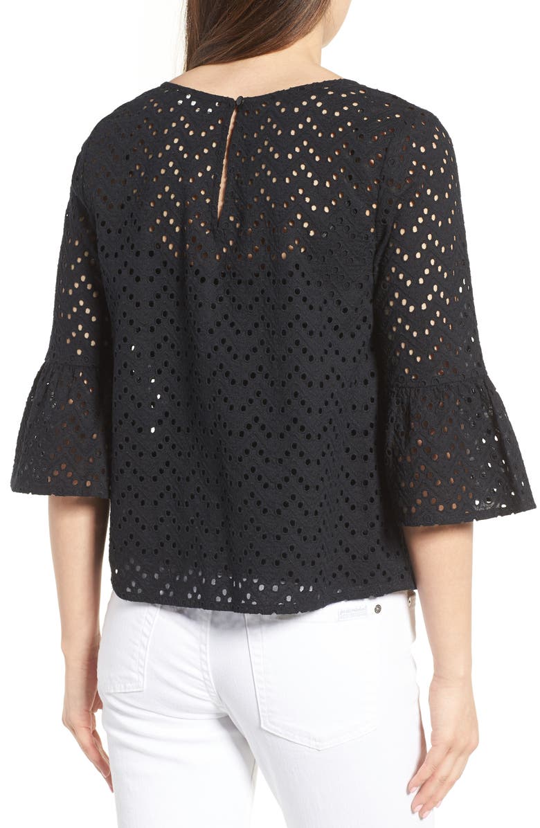 Halogen<sup>®</sup> Eyelet Bell Sleeve Top, Alternate, color, 