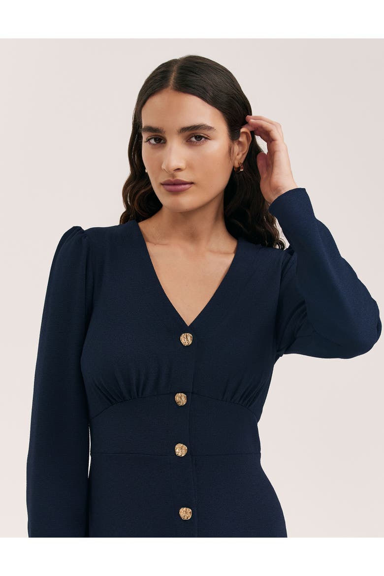 Caprice Long Sleeve Crepe Midi Dress, Alternate, color, Navy