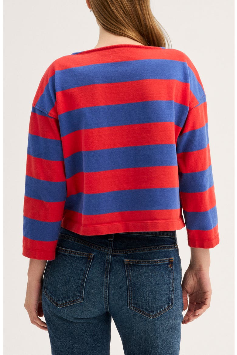 The Rugby Club Cotton Boat Neck Long Sleeve T-Shirt, Alternate, color, BOLD EVEN STRIPE